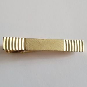 Vintage tie clip bar gold tone mens dress jewelry